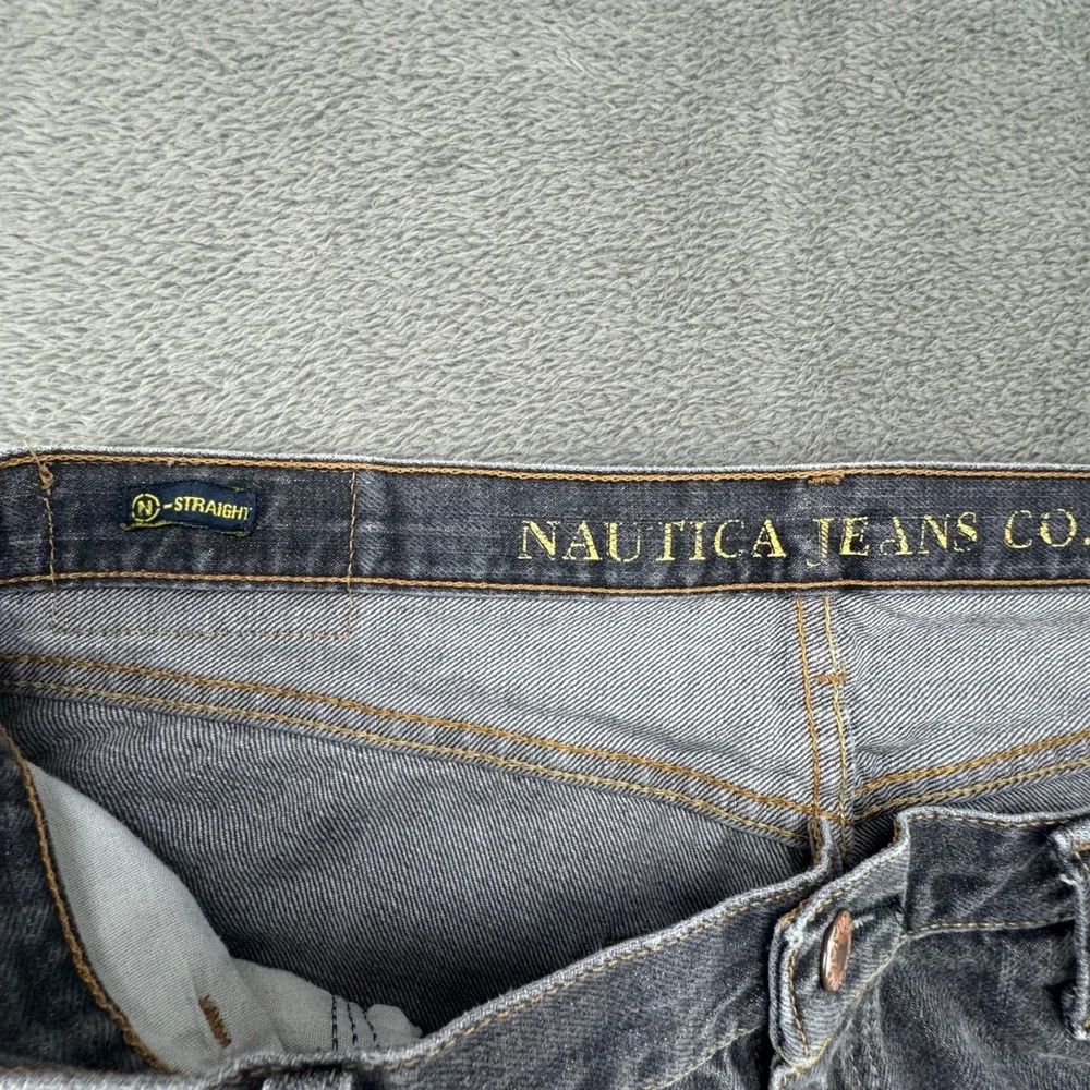 Nautica Jeans Co Straight Leg Mens 36x32 Black Excellent Cotton N-Straight Denim